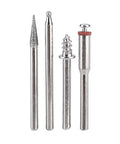 Drill bits from the All-Purpose Electric Rotary Tool Kit for Polishing and Grinding, 34-Piece Set, metal, various shapes