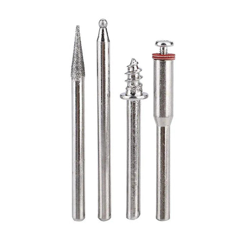 Drill bits from the All-Purpose Electric Rotary Tool Kit for Polishing and Grinding, 34-Piece Set, metal, various shapes