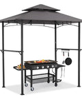 8 Ft By 5 Ft Outdoor Grill Gazebo Canopy For Outdoor Cooking Waterproof 2 Tier BBQ Shelter For Patio And Backyard Grey