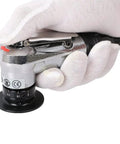 Yklp Mini Pneumatic Chamfering Machine Portable Handheld 45 Degree Arc Air Beveler With 1/4 Inch Inlet held in gloved hand.