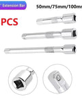 Three Piece Socket Extension Bar Set in chrome vanadium steel with 50mm 75mm 100mm lengths, swivel ratchet wrench sleeve extenders