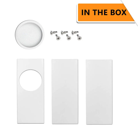 Portable Air Conditioner Window Seal Kit 5 Inch Universal Vent for Exhaust Hose, three plates, attachment screws, and adapter