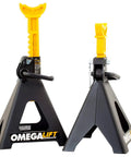 Heavy Duty 6 Ton Jack Stands Set With Double Locking Pins Handle Lock And Mobility Pin For Auto Repair Shop in black steel