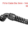 M20 Cable Gland 90 Degree Waterproof IP68 Nylon Junction with Strain Relief and Adjustable Locknut for 9 to 14 mm Cable Diameter