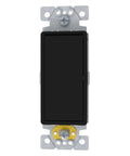 3 Way Rocker Light Switch, Single Pole 1 Gang Matte Black, 15A 120/277V UL Listed, Modular Design for Easy Color Upgrades, Sleek Wall Switch With Snap Plate Swap and Durable Construction, front view