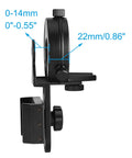 Side view of Beast Smartphone Scope Adapter Upgrade For Spotting Scopes And Telescopes Precision Metal Phone Mount with clamp dimensions.