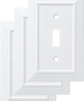 Classic Architecture 3-Pack Decorative Wall Plate And Light Switch Cover Pure White 1-Gang Toggle Electrical Outlet Guard Upgrade