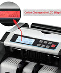 DOMENS Ultraviolet And Magnetic Money Counter Machine For Us Dollars Features multi anti-counterfeit detection systems including UV MG MT IR and DD technologies with LCD display showing 10,000 count.