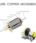 Powerful 7-Speed Electric Bench Sander With Variable Control Up To 6000Rpm motor parts showing pure copper movement and fine spindle.