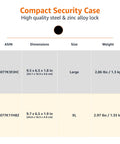 Size and weight specifications for Portable Security Case Lock Box Safe With Combination Lock For Documents And Valuables.