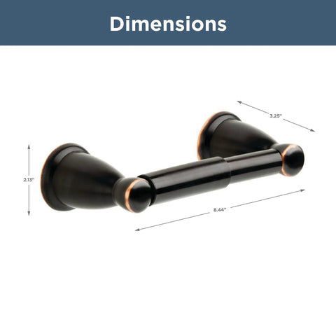 Kinla Oil Rubbed Bronze Toilet Paper Holder Wall Mount Single Roll Spring Loaded 3.26 Inch Extension showing dimensions