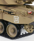 Close-up of 1/16 Scale RC Tank With 2.4G Remote Control Infrared Combat System showing details on durable plastic chassis