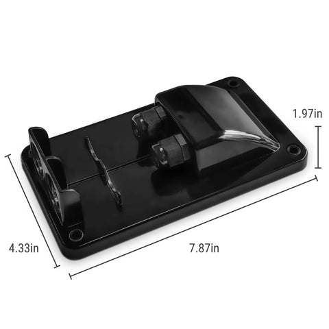Black Solar Double Cable Entry Gland Box Waterproof Dual Wire Connector Housing Plate ABS Mount with dimensions shown