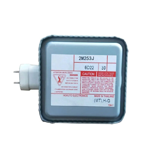 1000W Wind Cooling Microwave Magnetron Replacement 2M253J for Toshiba, square gray unit with label and mounting pins