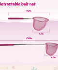 Retractable pink net from Kids Fishing Pole Set With Rod And Reel Combo Tackle Box Lures Net Bag Pink 59 Inch Sweet Starter Kit