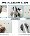 Heavy Duty Stainless Steel Toilet Grab Bar And Wall To Floor Safety Rail 23 6 Inch, easy install steps, supports up to 330 lbs