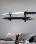 Katana Wall Mount Display For Samurai Swords In Clear Acrylic Home Decor Sword Holder And Wall Bracket on gray wall