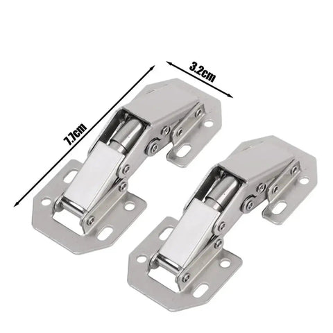 Rotating Concealed Cabinet Hinges Set For No Drill Installation In Stainless Steel Finish, 7.7cm x 3.2cm, Close-up View, 10 Pack