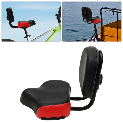 Ultra Comfy Bike Seat With Backrest For All Rides, Ride Ready Support Up To 220 Lbs, Adjustable Height, Cozy Plush Foam Cushion, Fits Trikes Electric Bikes Commuters And Stationary Bikes Black Red, black and red padded seat with backrest