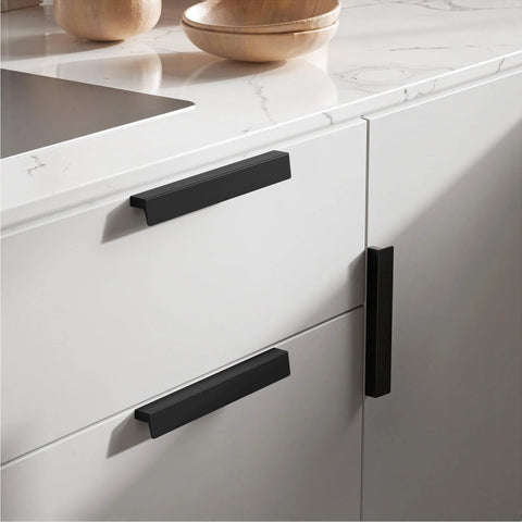 10 Pack 5 Inch Matte Black Cabinet Handles Drawer Pulls for Cabinets and  Cupboards Modern Edge Pulls Finger Pulls Hidden Cabinet Hardware Aluminium  ...