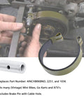 4 Inch Brake Band With Pin Kit for Vintage Mini Bikes Go Karts and ATVs, steel band, cable hole pin, installation view