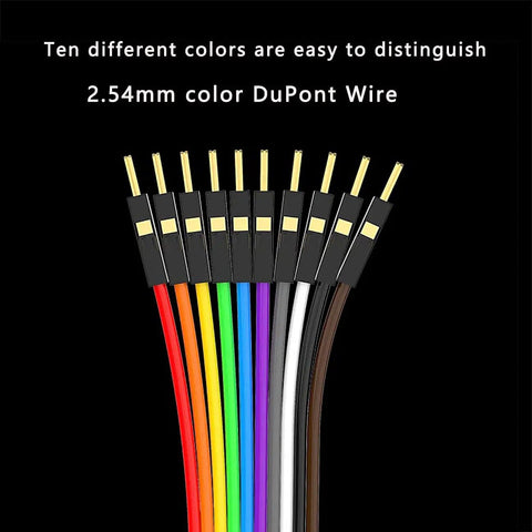 Colorful Breadboard Jumper Wires Kit With 30 Pieces, 1.5 Feet Each, 10 color-coded DuPont wires with male connectors for Arduino