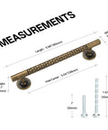 Measurements for 10 Pack Honeycomb Texture 5 Inch Cabinet Handles 128mm Antique Brass Cupboard Pulls For Kitchen Cabinets And Drawers