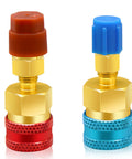 R1234yf To R134a Adapter Kit For Car AC Systems, Quick Couplers in red and blue, brass with seals for high and low side