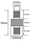 Technical drawing of SMA Female To Female Barrel Adapter For FPV Antennas And Wireless LAN Dual Pack Coaxial Cable Connector.