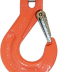 CBX16SF Clevis Sling Hook With Latch For Five Eighth Inch Chain Grade 100, orange alloy hardware for hoisting and securing loads.