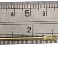 Top Shelf Emergency Key Kit For Interior Door Locks With Kwikset Schlage Includes Twelve Heavy Duty Brass Tools showing a brass tool on a ruler for size reference.