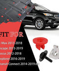 Premium T30 Torx Engine Splash Shield Fastener Clip Kit With Heavy Duty Nylon And Zinc Plated Screws displayed with red retainers.