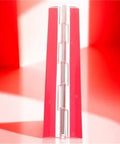 Self Adhesive Piano Hinge clear folding long hinge for boxes furniture cabinets, shown upright with red background