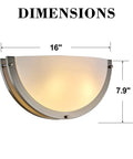 Lifora Hay 2-Light Indoor Wall Sconce 16 inch, Half Moon Wall Light Fixture dimensions 16" wide and 7.9" tall with frosted shade.