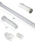 White Downspout Extender 21 To 68 Inch Flexible Rain Gutter Extension Drain Spout Connector with dimensions and connectors