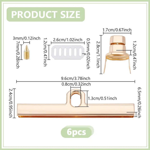 Six Durable Alloy Turn Lock Clasps With Matching Washers And Nuts For Easy Install Crafty Makers Trust This Solid Bang Buck Hardware For Diy Wallets Fly Purses And Pro Handbag Builds size diagram with dimensions.