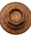 Top Shelf One Inch Metal Roofing Screws With Copper Finished Hex Washer Heads and Thick EPDM Sealing Washers for No Sweat Drilling close-up view.