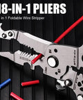 Close-up of Eighteen In One Foldable Wire Stripper And Crimping Tool for pros with wire cutting demonstration