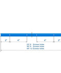 Diagram of 36 Inch Aluminum T Track Set With Wood Screws Double Cut Profile Predrilled Mounting Holes showing dimensions and screw holes.