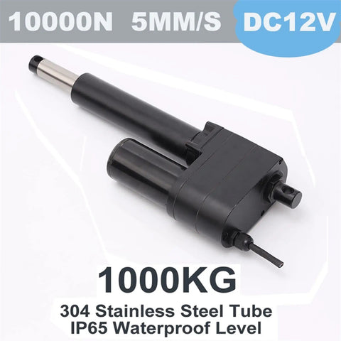 Rock Solid Electric Linear Actuator DC 12V Beefy Telescopic Lifting Rod With 4000N Thrust showcasing durable stainless steel design.