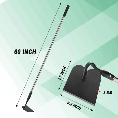 Beast Of A Long Handle Garden Hoe With Non Slip Soft Grip 56 Inch Steel Head Pro Grade Heavy Duty Garden Tool dimensions shown