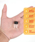 Snatch This Pack Of Twelve Leakproof 2Ml Clear Borosilicate Glass Vials Featuring Tight Screw Threads and Secure Plastic Stopper Caps Ideal For Secure Storage Portable Testing Or Smooth Custom Blending Runs Delivering Consistent Results held in a hand.