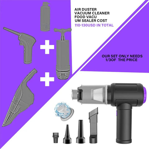 3 In 1 Mini Computer Vacuum Cleaner With 14500 Pa Suction, 110000 RPM Air Duster And Blower with multiple attachments