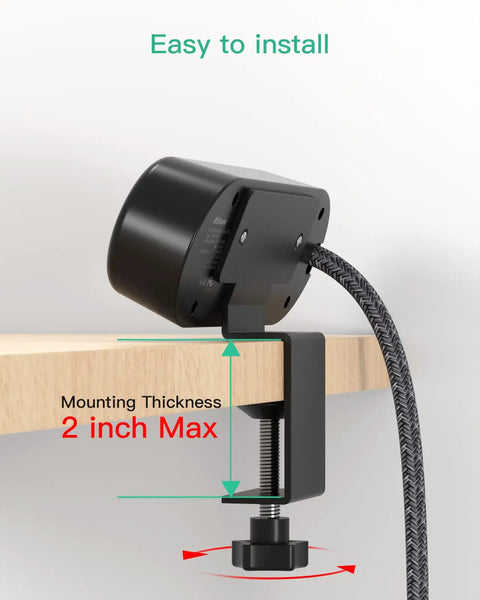 Power Strip Desk Clamp With USB C PD 18W And USB A Ports 10 Foot Flat Plug Extension Cord With 2 AC Outlets installation view
