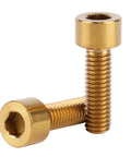 Titanium Bike Bolt M6 X 20mm Hex Set Gold Finish Pack Of 4 For Bike Parts, Ultra Lightweight, High Strength Screws For Cranks, Derailleur, And Seat Post, Secure Fit For Your Ride