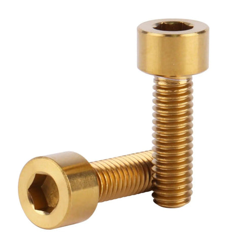 Titanium Bike Bolt M6 X 20mm Hex Set Gold Finish Pack Of 4 For Bike Parts, Ultra Lightweight, High Strength Screws For Cranks, Derailleur, And Seat Post, Secure Fit For Your Ride