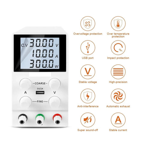 Adjustable Dual Output Power Supply For Repairing PCBs And Phones AC DC Regulated Unit With 4 Digit Digital Display