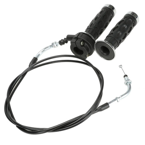 7-8 Inch Twist Grip Throttle Cable Kit For GY6 Scooters And Mini Bikes 50cc 80cc 125cc 150cc QMB139 157QMJ with grips and cable shown