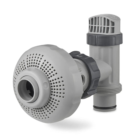 Above Ground Pool Inlet Air Water Jet Replacement Parts Kit With Plunger Valve O Ring Strainer Connectors And Grids For 1.25 Inch Fittings Easy Install Durable Replacement Set For Your Pool - gray parts including valve and connectors