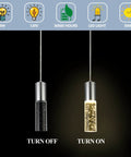 Pendant Lights For Kitchen Island 2 Pack Dope Modern Crystal Cylindrical Hanging Bar Lights On and Off Modes